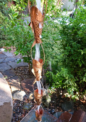 Rain Chain Fancy Koi Copper Cup RainChains