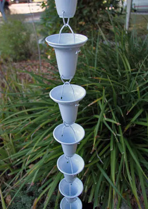 Rain Chain Flared Cup - Aluminum, White RainChains