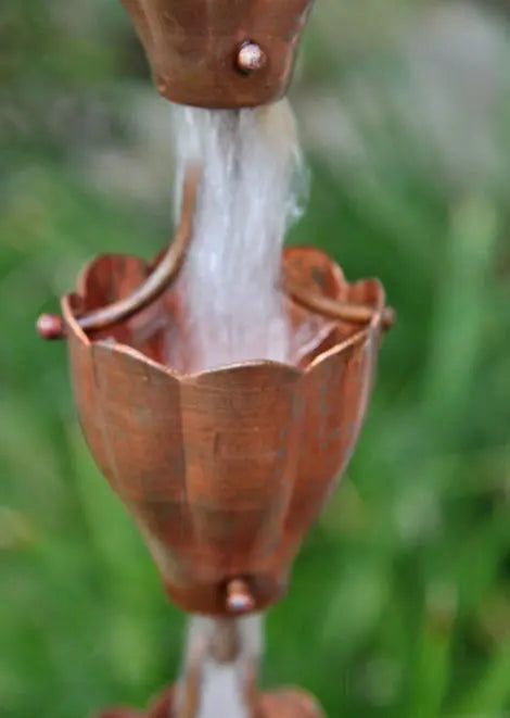 Rain Chain Fluted Copper Cups RainChains