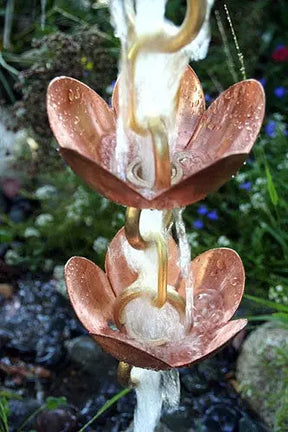 Rain Chain Tara Flower Copper & Brass Cups RainChains