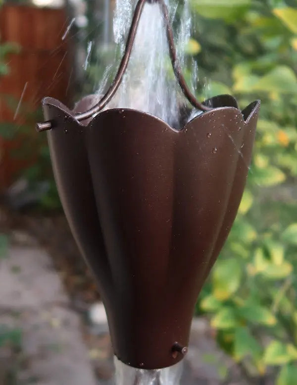 Rain Chain XL Scallop Cup in Bronze Powdercoat RainChains