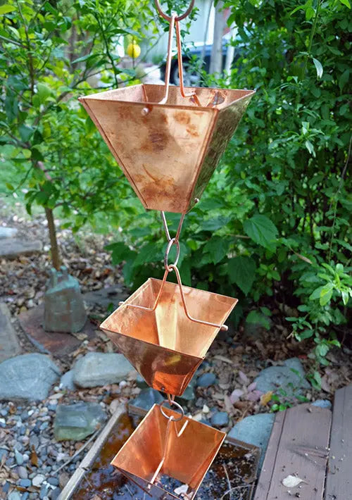 Rain Chain XL Square Cup - Copper RainChains