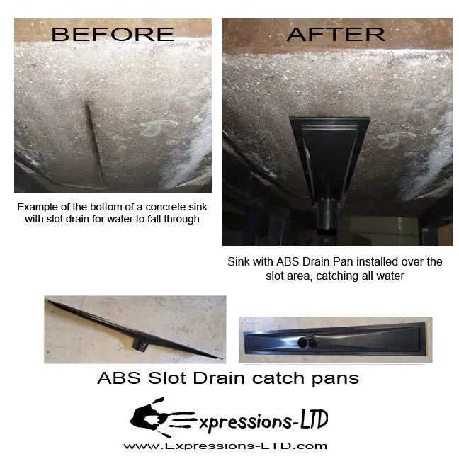 Sink Linear Drain Pan- Black ABS for Slot Drains Expressions LTD
