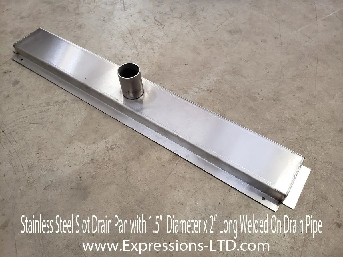 Slot Linear Drain Pan, Stainless Steel - Custom Size Expressions LTD