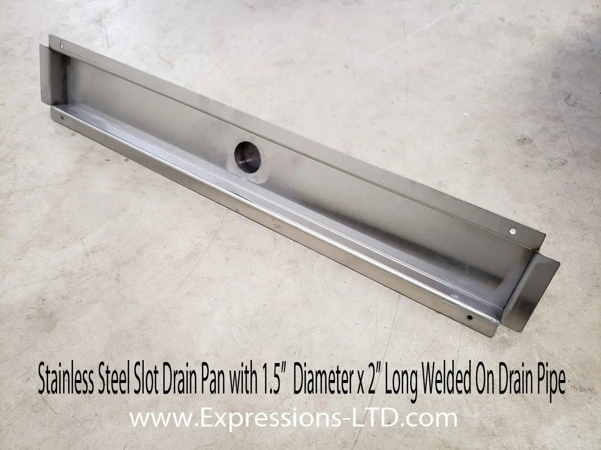 Slot Linear Drain Pan, Stainless Steel - Custom Size Expressions LTD